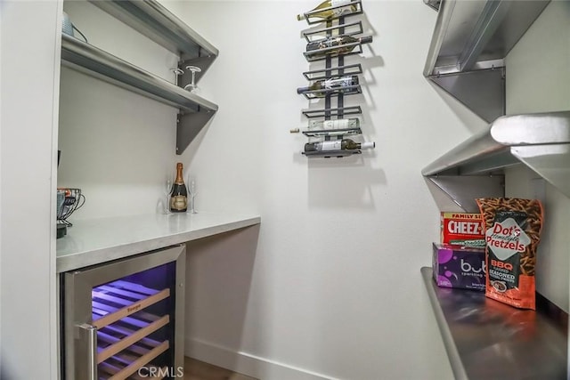 pantry featuring beverage cooler