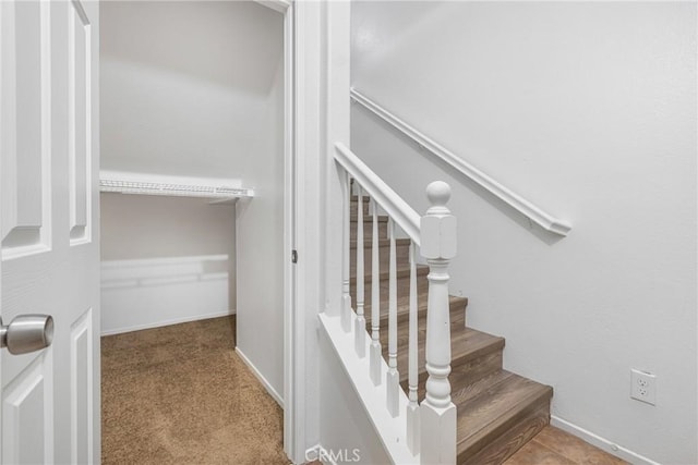 25892 Iris Ave Unit A, Moreno Valley, CA 92551 - stairs featuring baseboards and carpet flooring