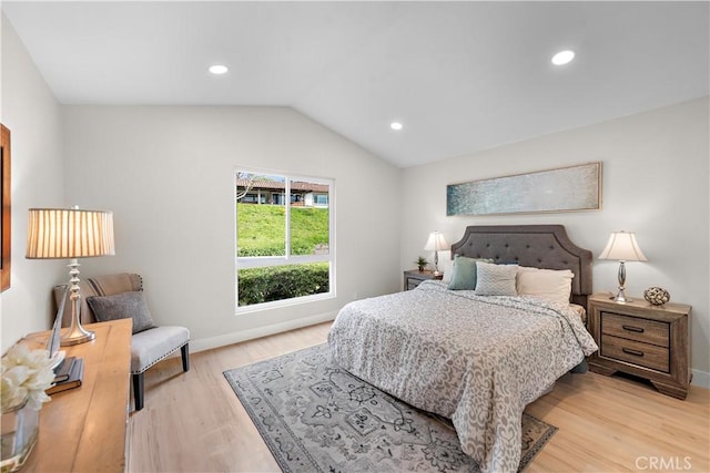 27751 Via Lorca, Mission Viejo, CA 92692 - bedroom with light wood-style flooring, lofted ceiling, recessed lighting, and baseboards