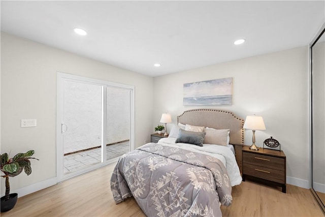 27751 Via Lorca, Mission Viejo, CA 92692 - bedroom with wood finished floors, baseboards, recessed lighting, and access to exterior