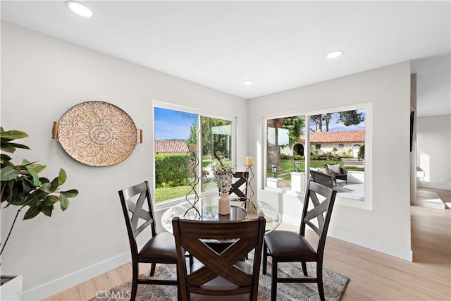 27751 Via Lorca, Mission Viejo, CA 92692 - dining space featuring baseboards, light wood-type flooring, and recessed lighting