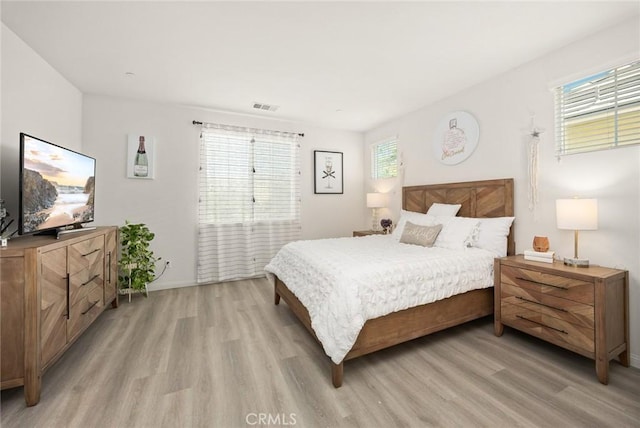 bedroom featuring light wood-style floors