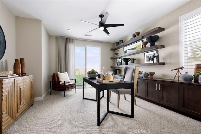 16402 Ginger Creek Dr, Riverside, CA 92504 - office with light carpet and a ceiling fan