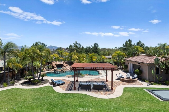 15020 Applewood Ct, San Diego, CA 92131 - view of yard featuring a patio area and a pool with connected hot tub