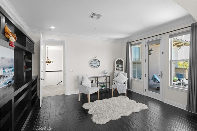 15020 Applewood Ct, San Diego, CA 92131 - living area with ornamental molding, dark wood-type flooring, plenty of natural light, recessed lighting, and baseboards