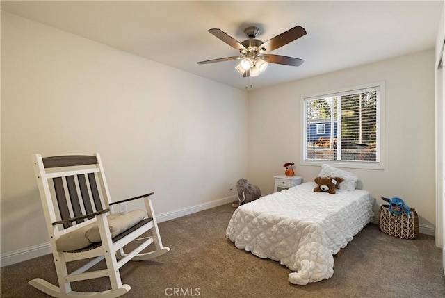 1612 San Jose Ln, Paradise, CA 95969 - carpeted bedroom with baseboards and a ceiling fan