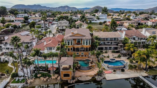 23180 Gray Fox Dr, Canyon Lake, CA 92587 - aerial view of residential area featuring a pool and a mountain backdrop