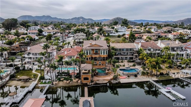 23180 Gray Fox Dr, Canyon Lake, CA 92587 - aerial perspective of suburban area featuring a pool and a water and mountain view
