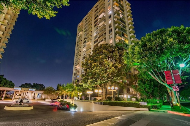 view of property at night