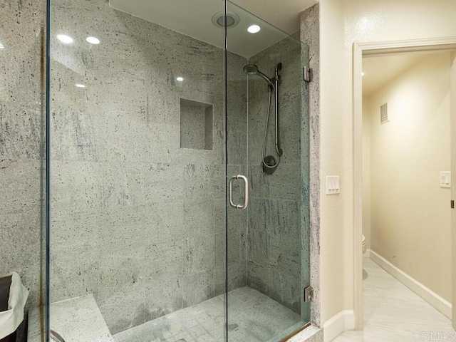 1099 1st St Unit 217, Coronado, CA 92118 - full bathroom with a stall shower and recessed lighting