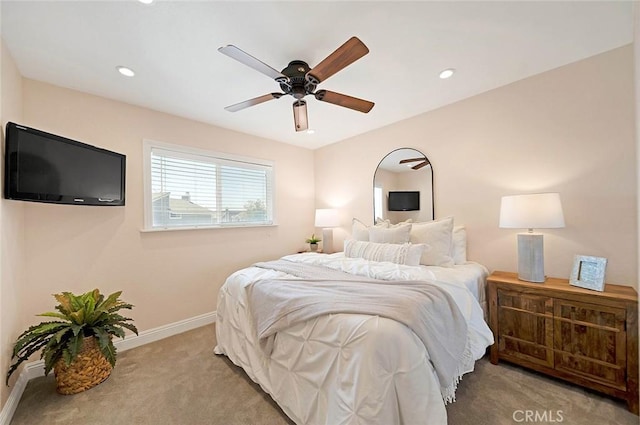 173 N Magnolia Ave Unit A, Anaheim, CA 92801 - bedroom featuring carpet, baseboards, recessed lighting, and ceiling fan