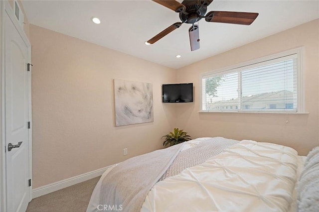 173 N Magnolia Ave Unit A, Anaheim, CA 92801 - carpeted bedroom featuring baseboards, recessed lighting, and a ceiling fan