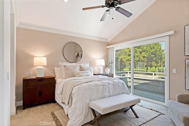 173 N Magnolia Ave Unit A, Anaheim, CA 92801 - bedroom with light carpet, access to outside, lofted ceiling, ornamental molding, and baseboards