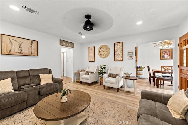 115 N Magnolia Ct, Compton, CA 90220 - living room with ceiling fan, light wood-style floors, and recessed lighting