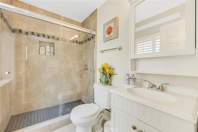 870 E Bermuda Dunes Ct, Ontario, CA 91761 - bathroom featuring toilet, a stall shower, and vanity