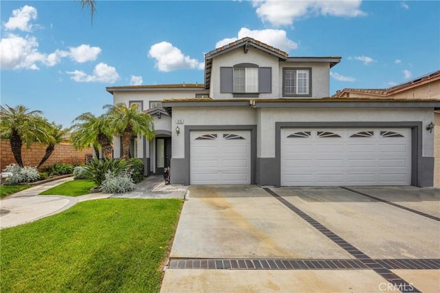 870 E Bermuda Dunes Ct, Ontario, CA 91761 - traditional-style house featuring concrete driveway, stucco siding, a front yard, and a garage