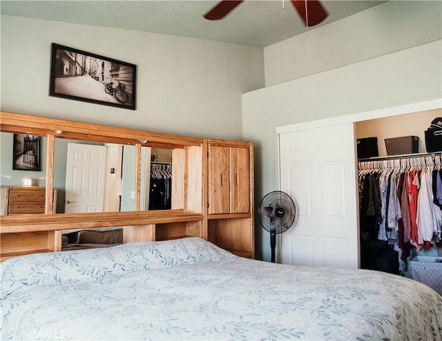 25657 Tamarisk St, Barstow, CA 92311 - bedroom featuring a closet and ceiling fan