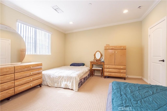 10148 Fernglen Ave Unit 2, Tujunga, CA 91042 - bedroom with light carpet, crown molding, and recessed lighting