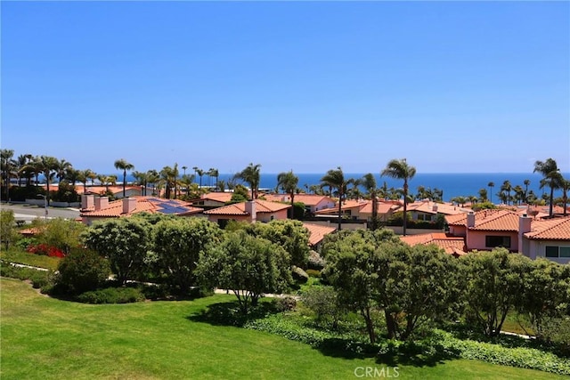 view of grassy yard with a residential view
