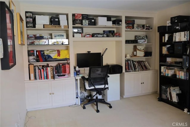 view of carpeted home office