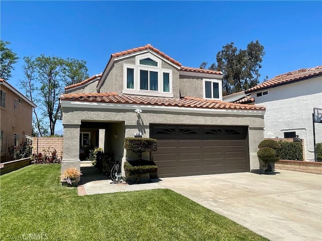 4166 Winged Foot Way, Chino Hills, CA 91709 - mediterranean / spanish-style house with driveway, stucco siding, a tile roof, and a garage