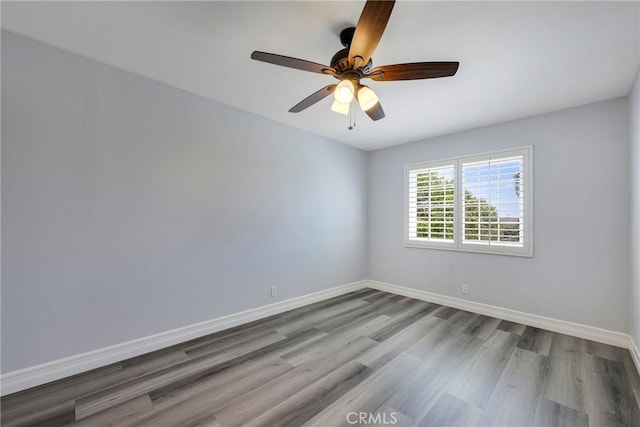 17275 Growers Cir, Yorba Linda, CA 92886 - empty room with wood finished floors, baseboards, and a ceiling fan