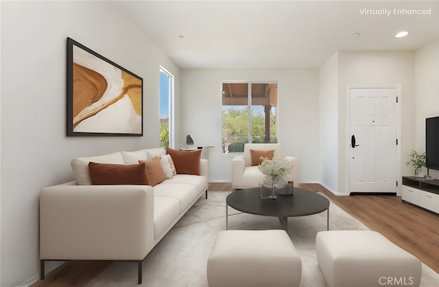 8167 Faircrest Rd, Riverside, CA 92508 - living area with wood finished floors, baseboards, and recessed lighting