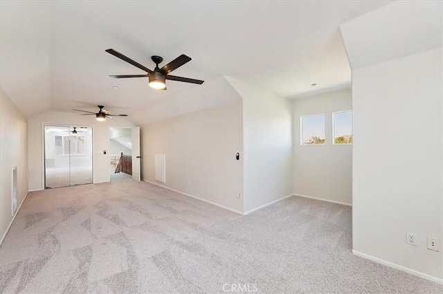 8167 Faircrest Rd, Riverside, CA 92508 - bonus room with light colored carpet, vaulted ceiling, a ceiling fan, and baseboards