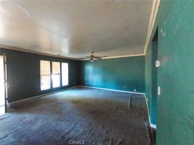 410 5th St, Willows, CA 95988 - spare room featuring a ceiling fan, baseboards, and ornamental molding