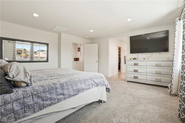 30527 Expedition Dr, Winchester, CA 92596 - bedroom with recessed lighting, light carpet, a walk in closet, and a closet