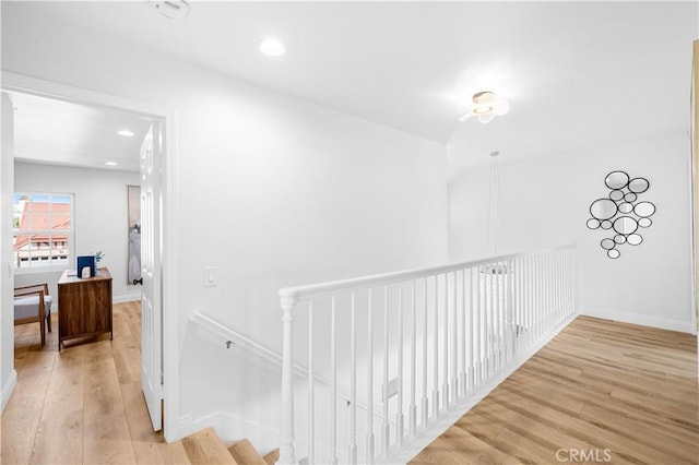 20 Grant, Irvine, CA 92620 - hall with light wood-style flooring, an upstairs landing, recessed lighting, and baseboards