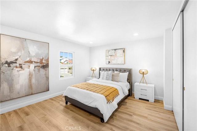 20 Grant, Irvine, CA 92620 - bedroom with light wood-type flooring, baseboards, and recessed lighting