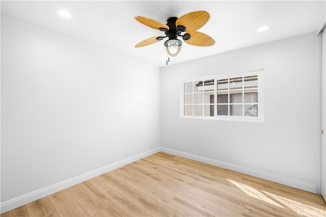 20 Grant, Irvine, CA 92620 - empty room featuring baseboards, light wood-style floors, recessed lighting, and a ceiling fan