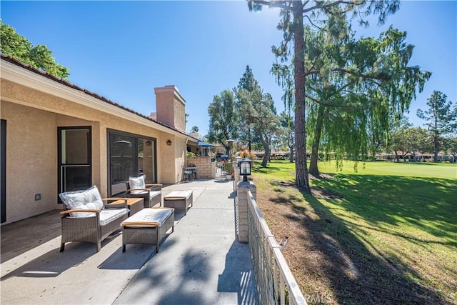 view of patio / terrace featuring an outdoor living space