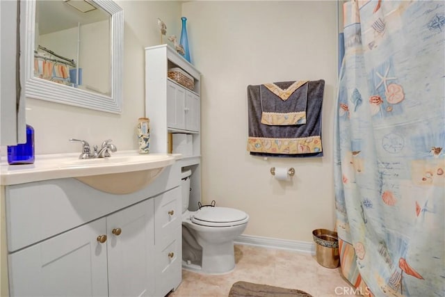3098 Panorama Rd Unit A, Riverside, CA 92506 - bathroom featuring toilet, vanity, baseboards, and tile patterned floors