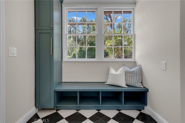mudroom featuring baseboards and plenty of natural light