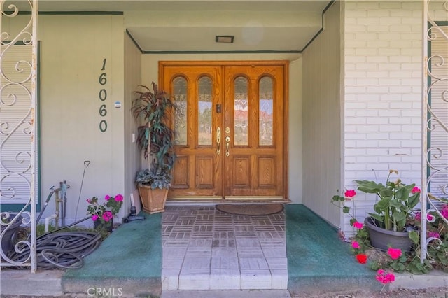 16060 Villa Flores Dr, Hacienda Heights, CA 91745 - entrance to property featuring brick siding