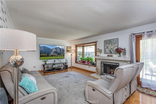 14048 Wagon Mound Rd, Rancho Cascades, CA 91342 - living area with a premium fireplace and wood finished floors