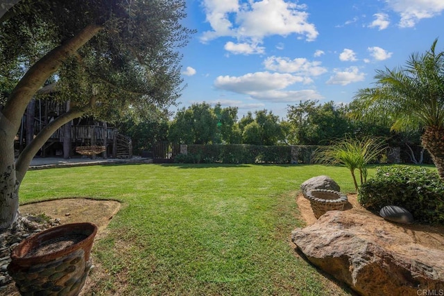 view of yard with stairway