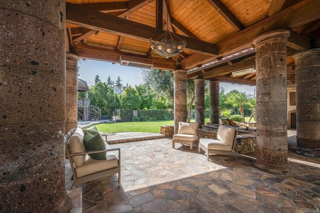 view of patio / terrace featuring a gazebo