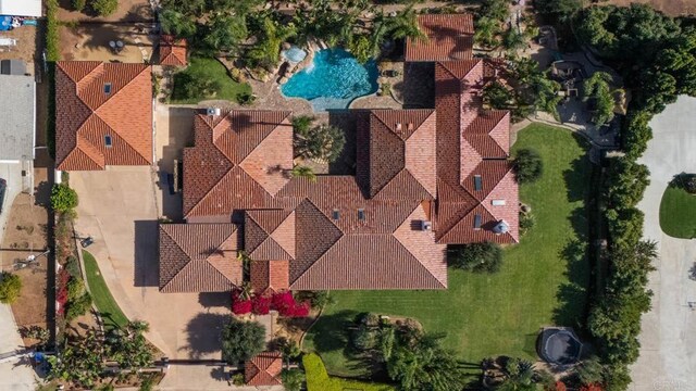 aerial view of a pool