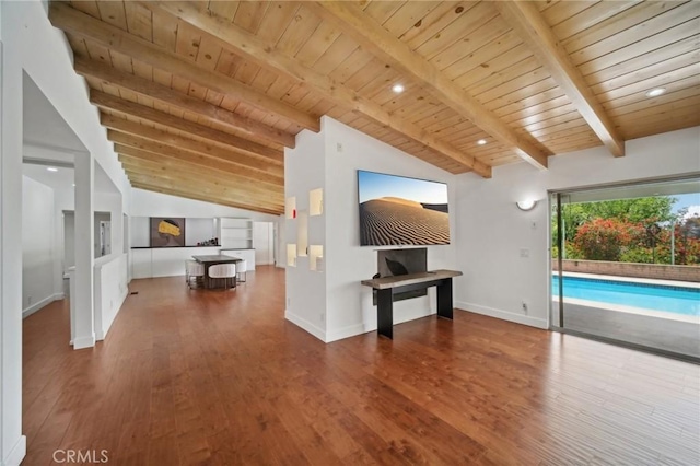 12218 Sarazen Pl, Granada Hills, CA 91344 - living area featuring wooden ceiling, wood finished floors, and baseboards