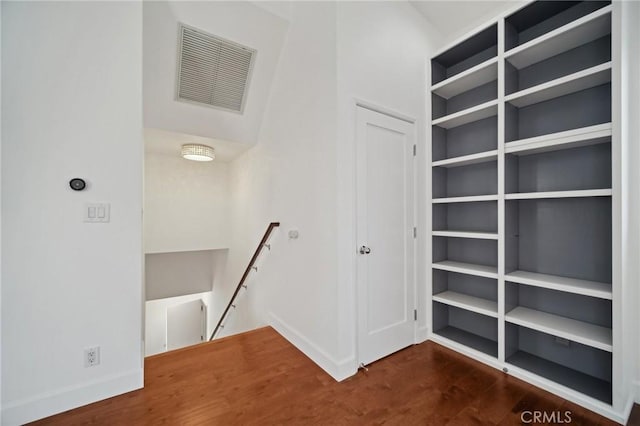 12218 Sarazen Pl, Granada Hills, CA 91344 - hallway featuring an upstairs landing, baseboards, and wood finished floors