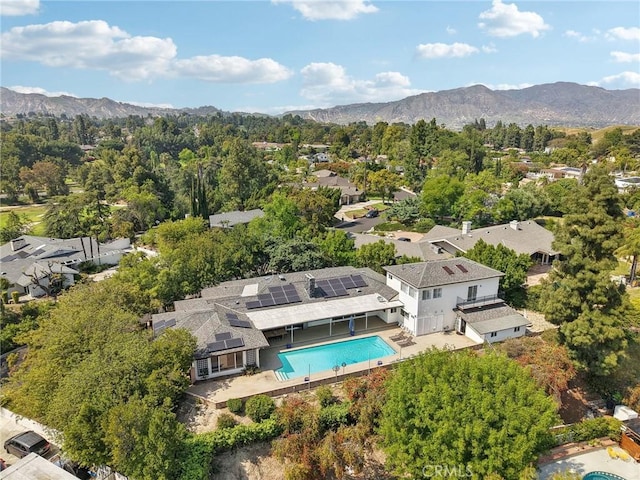 12218 Sarazen Pl, Granada Hills, CA 91344 - aerial perspective of suburban area featuring mountains and a pool