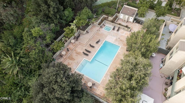 bird's eye view of a pool