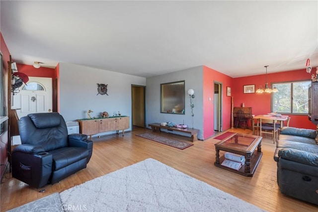 3784 Newton St, Torrance, CA 90505 - living area featuring a chandelier and wood finished floors