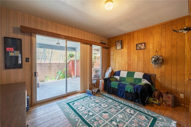 3784 Newton St, Torrance, CA 90505 - sitting room featuring hardwood / wood-style flooring and wooden walls