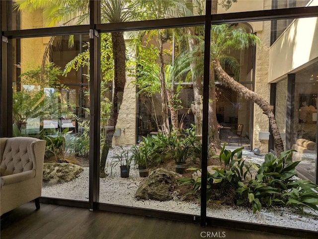 24055 Paseo Del Lago Unit 963, Laguna Woods, CA 92637 - doorway to outside featuring wood finished floors