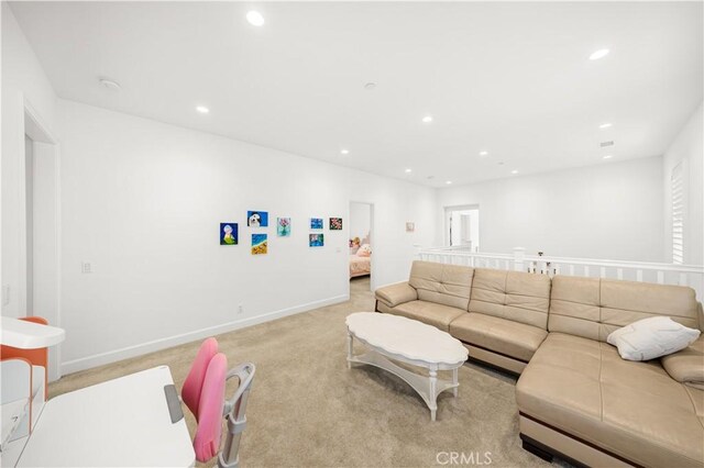 114 Yuba, Irvine, CA 92620 - living room with light colored carpet, recessed lighting, and baseboards