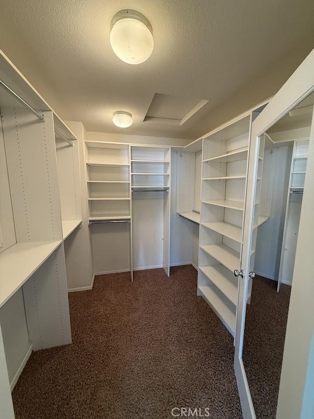 16722 Nicklaus Dr Unit 47, Rancho Cascades, CA 91342 - walk in closet with dark colored carpet and attic access